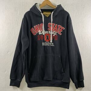 VTG Ohio State Buckeyes Men Y2K Thick Hoodie Sz M Distressed College Relaxed Fit